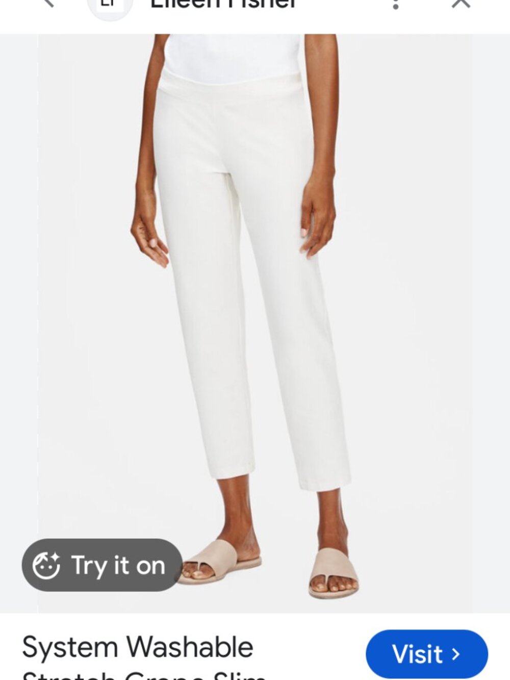 EILEEN FISHER SLIM ANKLE PANT in Bone NWT XL - Picture 3 of 9